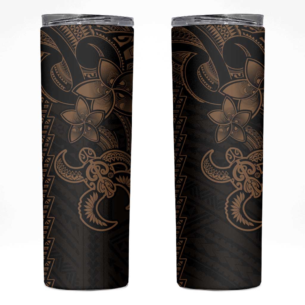 Gold Hawaiian Kakau Turtle Skinny Tumbler Polynesian Tribal