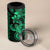 Green Hawaiian Kakau Turtle 4 in 1 Can Cooler Tumbler Polynesian Tribal