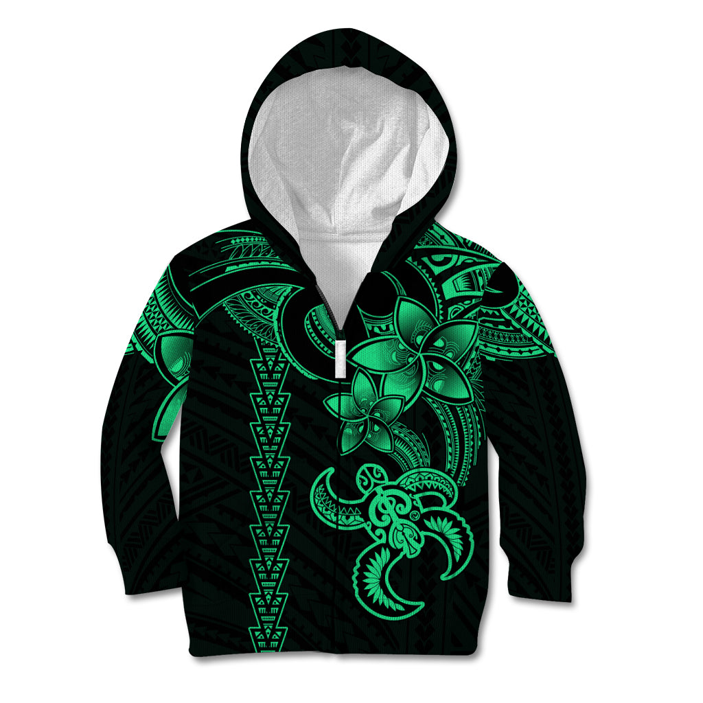 Hawaiian Tribal Kid Hoodie Polynesian Kakau Turtle - Green LT9 - Polynesian Pride