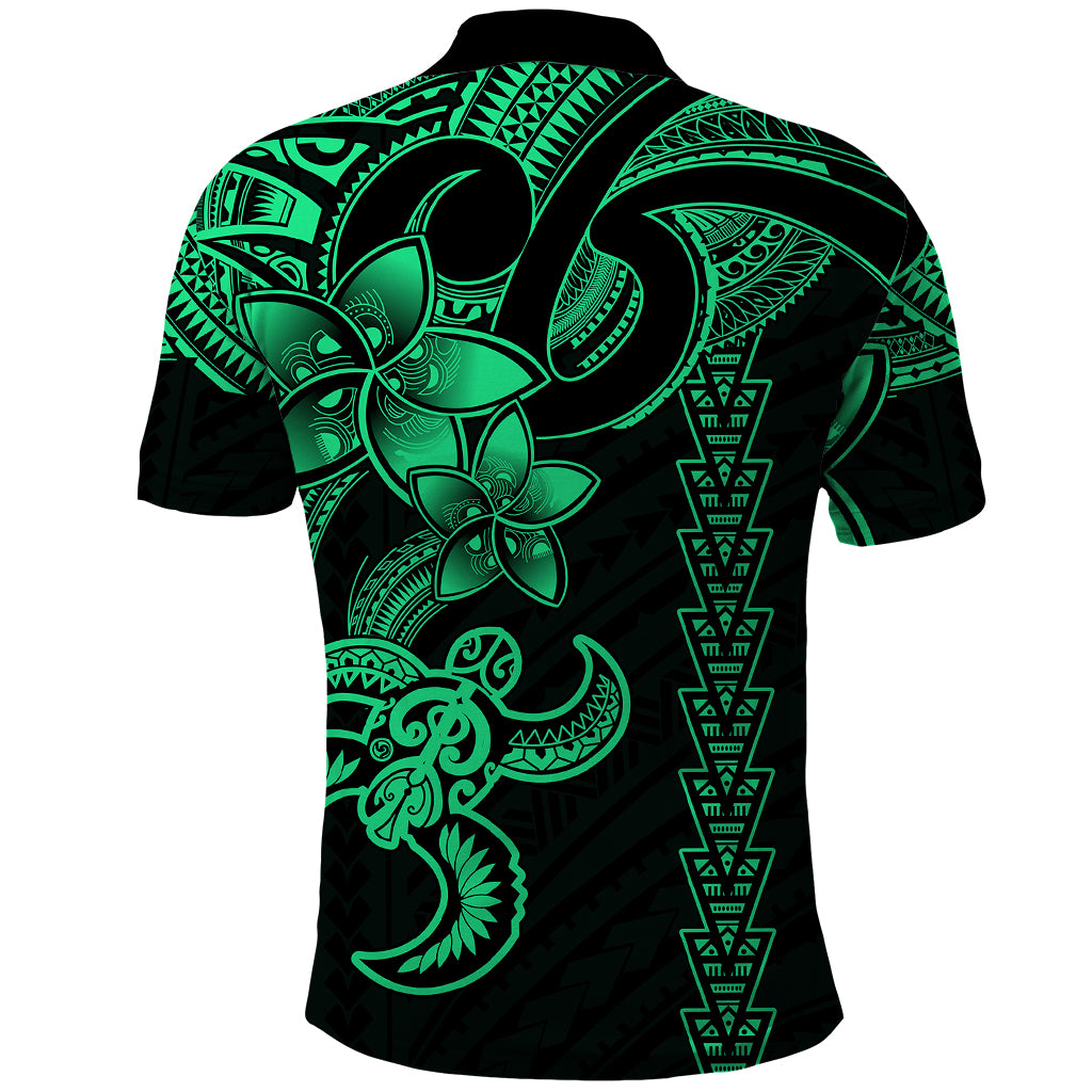 Hawaiian Tribal Polo Shirt Polynesian Kakau Turtle Green LT9 - Polynesian Pride