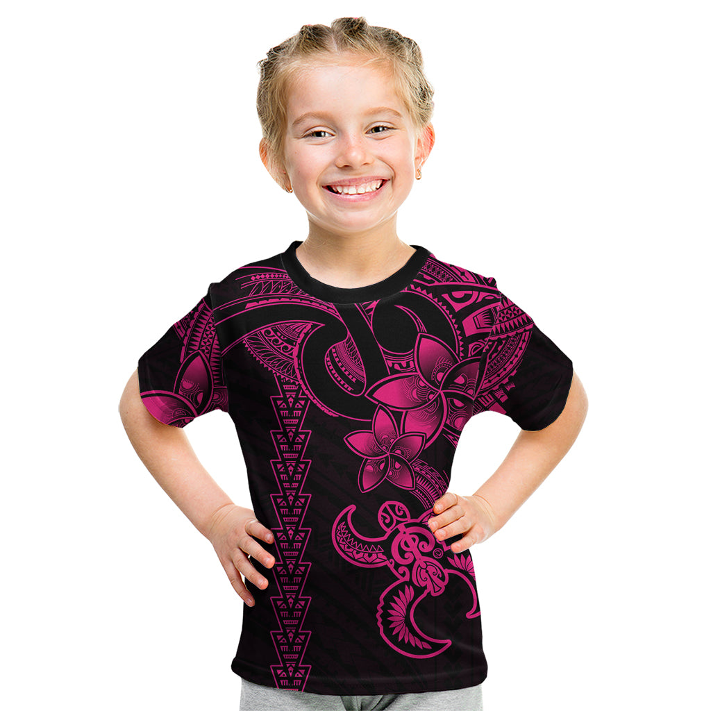 Hawaiian Tribal Kid T Shirt Polynesian Kakau Turtle - Pink LT9 Pink - Polynesian Pride