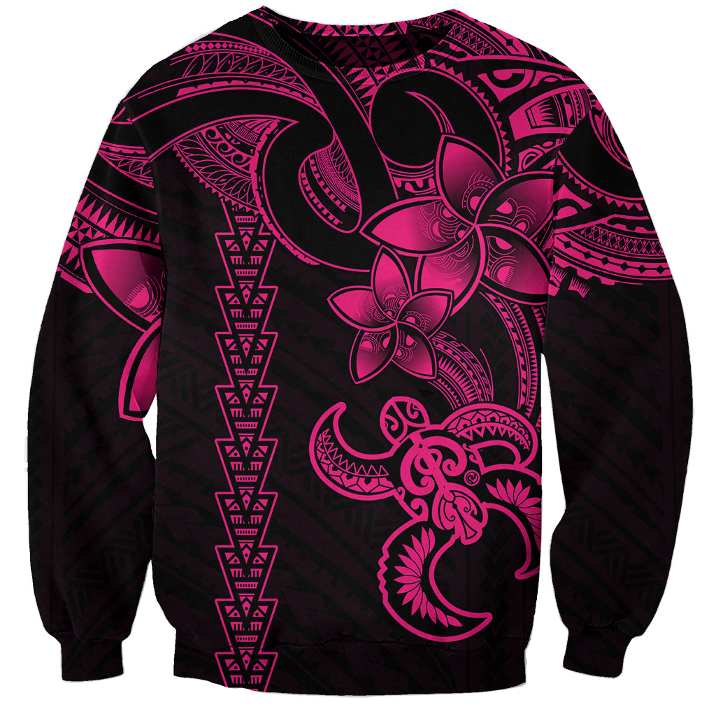 Hawaiian Tribal Sweatshirt Polynesian Kakau Turtle - Pink LT9 Unisex Pink - Polynesian Pride