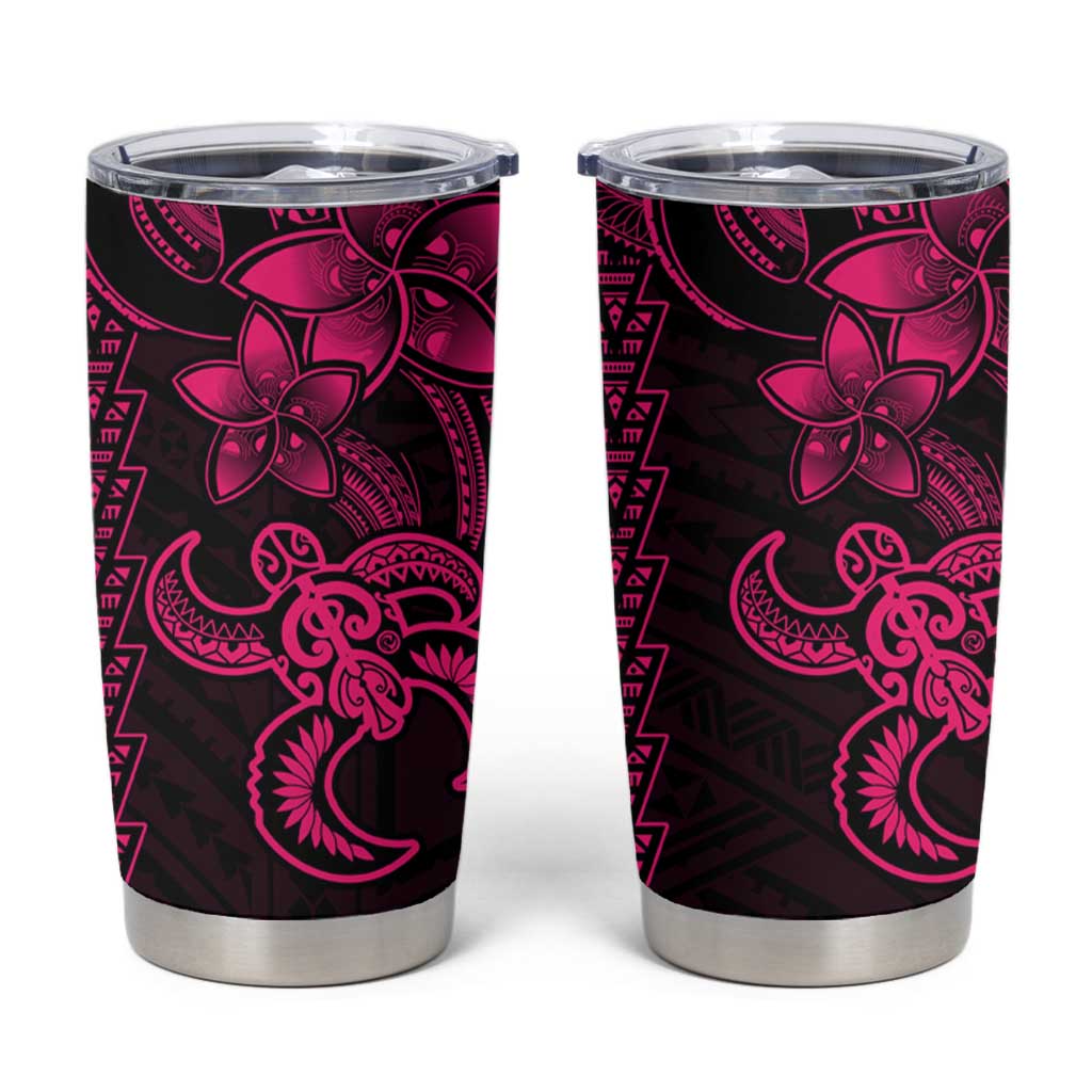 Pink Hawaiian Kakau Turtle Tumbler Cup Polynesian Tribal