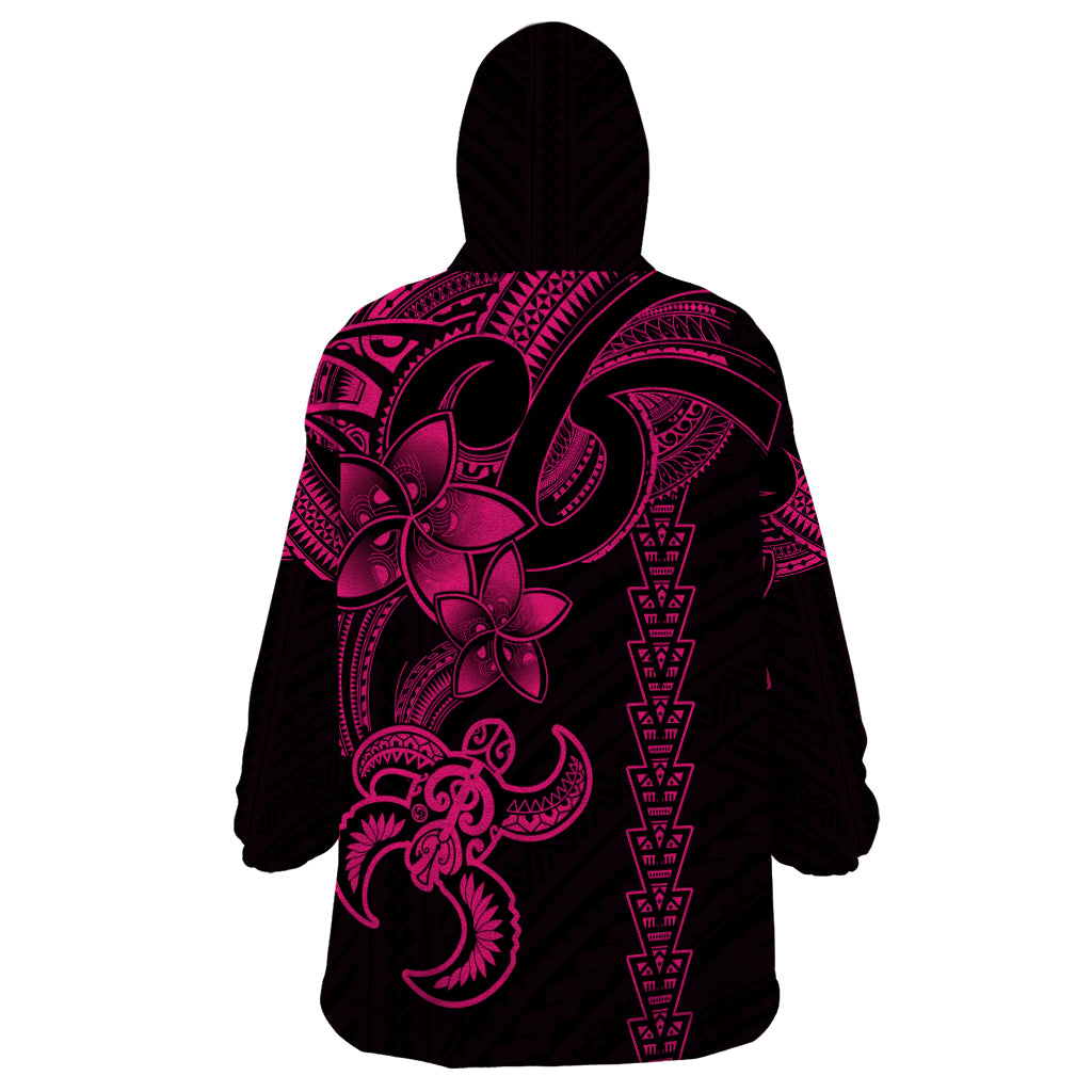 Hawaiian Tribal Wearable Blanket Hoodie Polynesian Kakau Turtle - Pink LT9 - Polynesian Pride