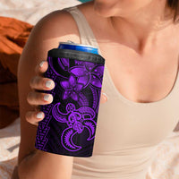 Purple Hawaiian Kakau Turtle 4 in 1 Can Cooler Tumbler Polynesian Tribal