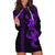 Hawaiian Tribal Hoodie Dress Polynesian Kakau Turtle - Purple LT9 Purple - Polynesian Pride