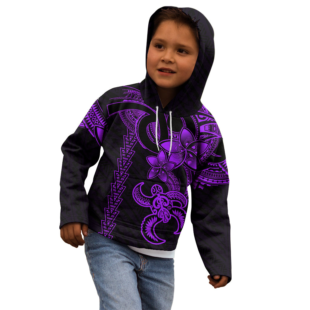 Hawaiian Tribal Kid Hoodie Polynesian Kakau Turtle - Purple LT9 - Polynesian Pride
