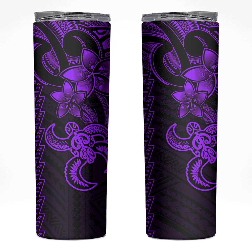 Purple Hawaiian Kakau Turtle Skinny Tumbler Polynesian Tribal