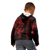 Hawaiian Tribal Kid Hoodie Polynesian Kakau Turtle - Red LT9 - Polynesian Pride