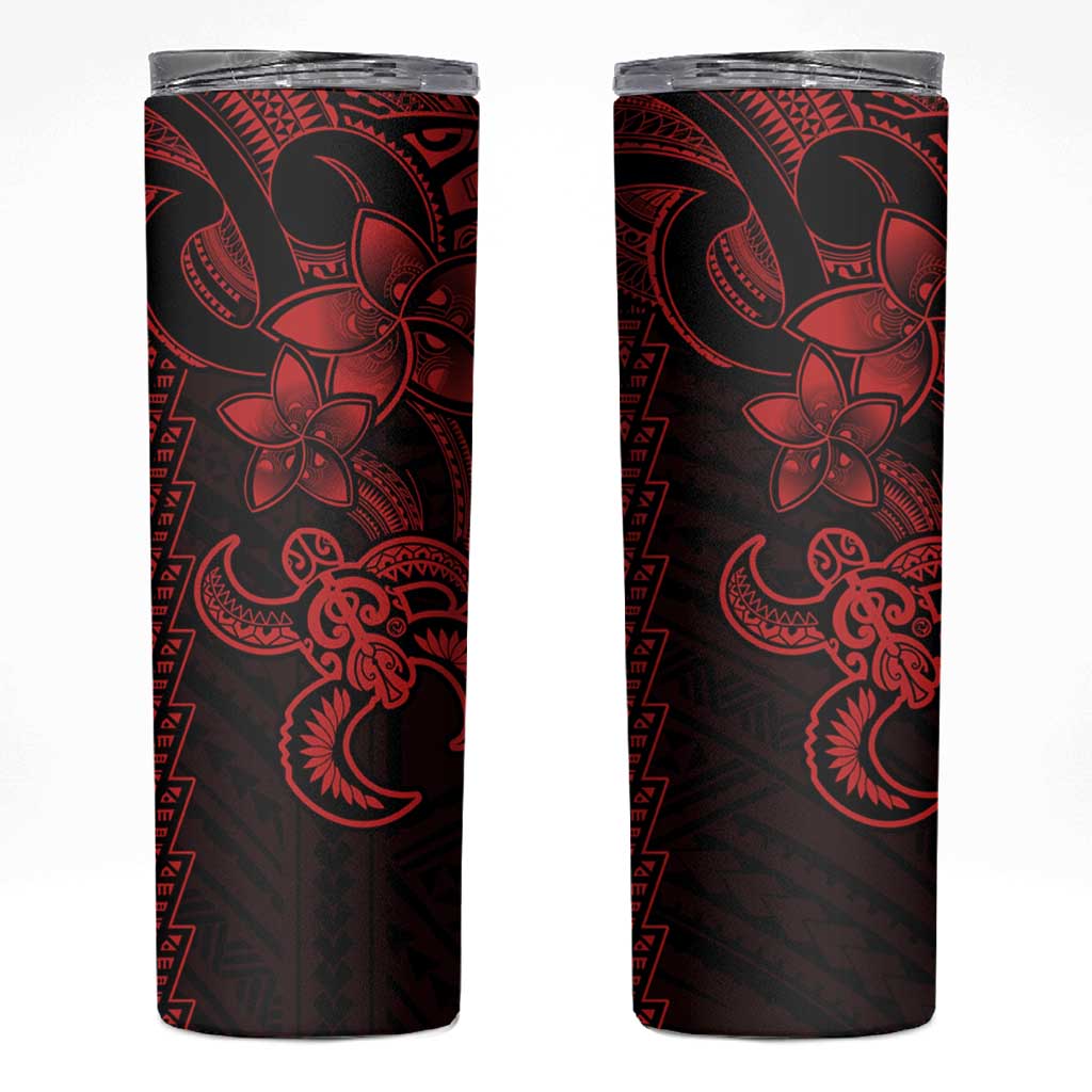 Red Hawaiian Kakau Turtle Skinny Tumbler Polynesian Tribal