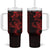 Red Hawaiian Kakau Turtle Tumbler With Handle Polynesian Tribal