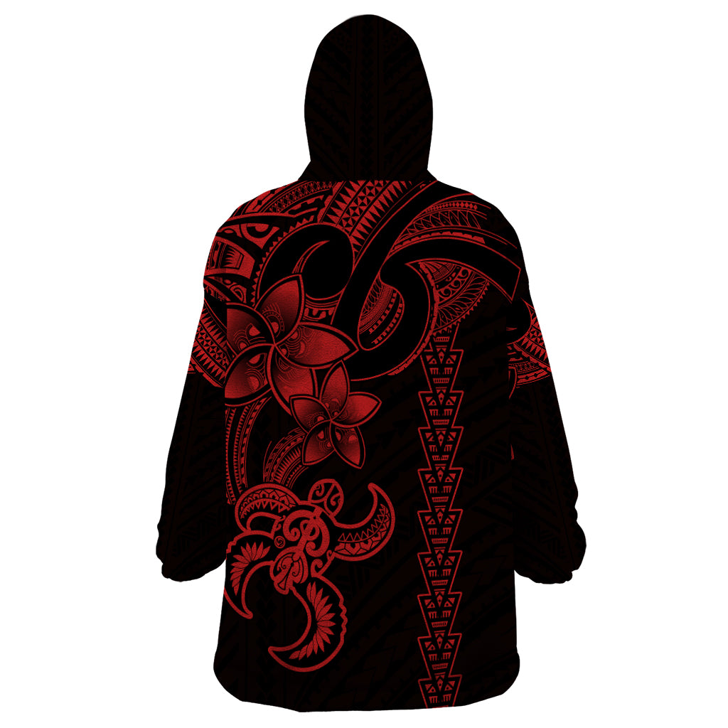 Hawaiian Tribal Wearable Blanket Hoodie Polynesian Kakau Turtle - Red LT9 - Polynesian Pride