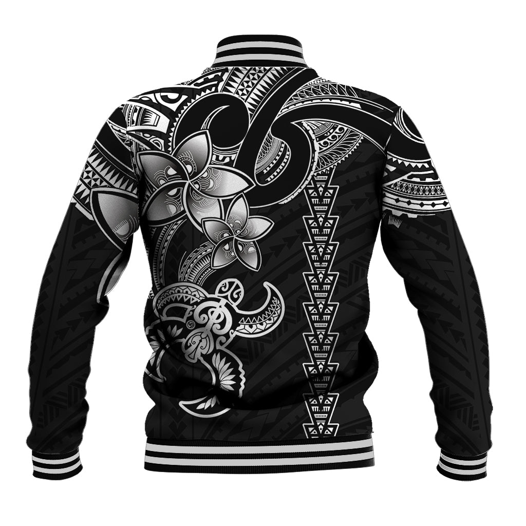 Hawaiian Tribal Baseball Jacket Polynesian Kakau Turtle - White LT9 - Polynesian Pride