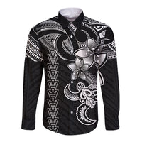 Hawaiian Tribal Long Sleeve Button Shirt Polynesian Kakau Turtle - White LT9 Unisex White - Polynesian Pride