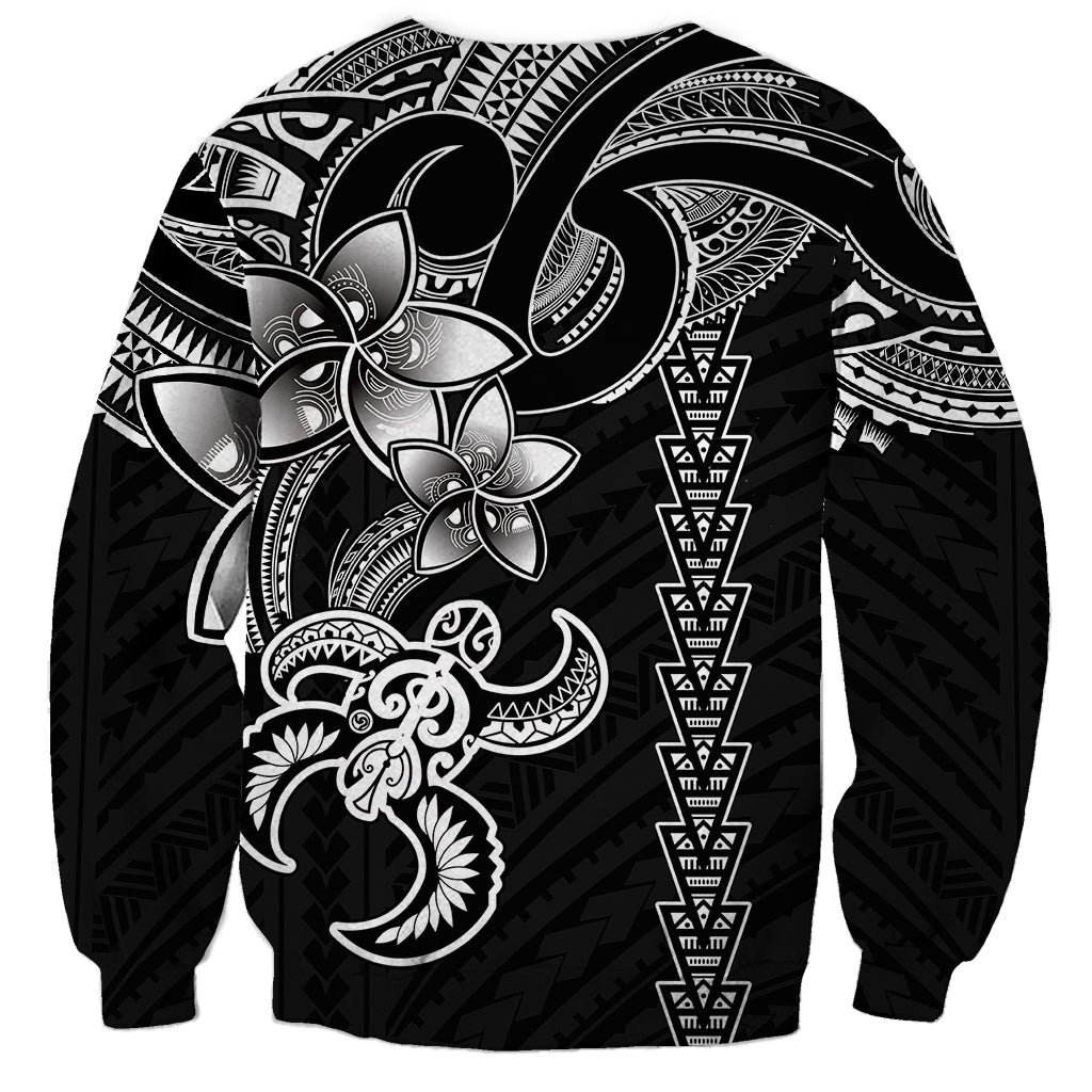 Hawaiian Tribal Sweatshirt Polynesian Kakau Turtle - White LT9 - Polynesian Pride