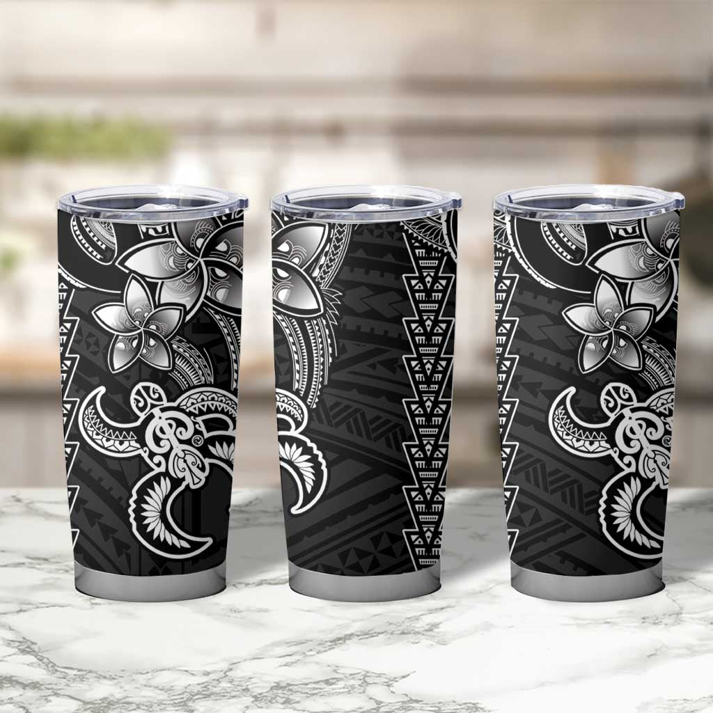 White Hawaiian Kakau Turtle Tumbler Cup Polynesian Tribal