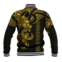Hawaiian Tribal Baseball Jacket Polynesian Kakau Turtle - Yellow LT9 - Polynesian Pride