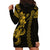 Hawaiian Tribal Hoodie Dress Polynesian Kakau Turtle - Yellow LT9 - Polynesian Pride