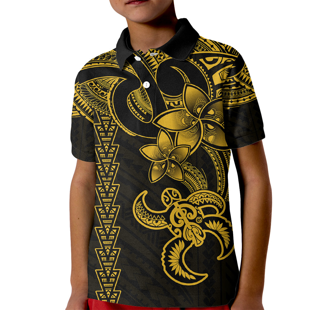 Hawaiian Tribal Kid Polo Shirt Polynesian Kakau Turtle - Yellow LT9 Kid Yellow - Polynesian Pride