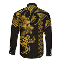 Hawaiian Tribal Long Sleeve Button Shirt Polynesian Kakau Turtle - Yellow LT9 - Polynesian Pride