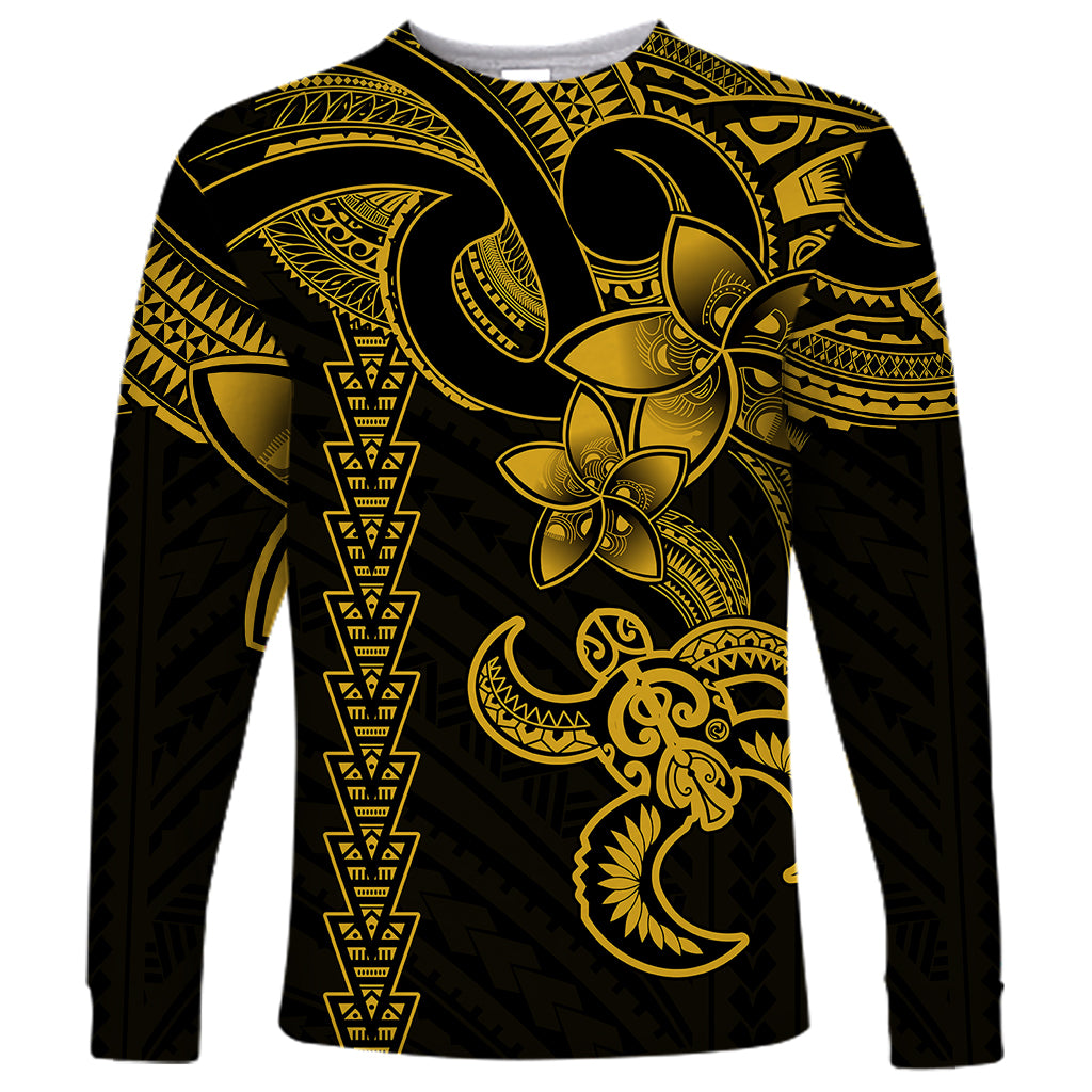 Hawaiian Tribal Long Sleeve Shirt Polynesian Kakau Turtle - Yellow LT9 Unisex Yellow - Polynesian Pride