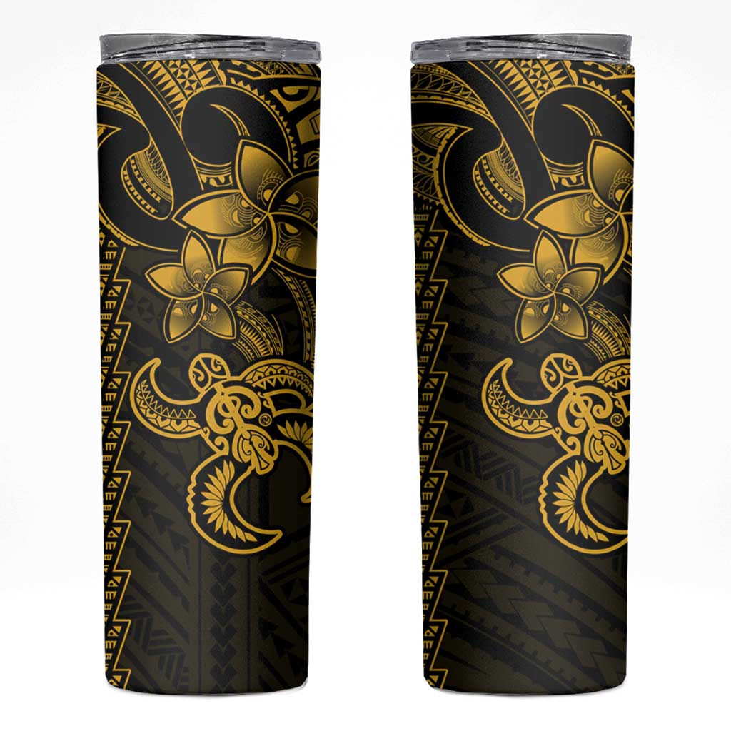 Yellow Hawaiian Kakau Turtle Skinny Tumbler Polynesian Tribal