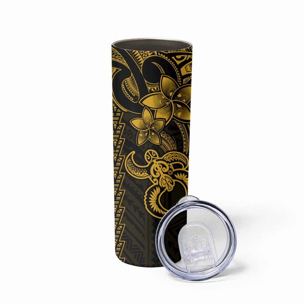 Yellow Hawaiian Kakau Turtle Skinny Tumbler Polynesian Tribal