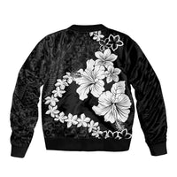 American Samoa Lotu Tamaiti Bomber Jacket White Sunday Plumeria Black Vibe