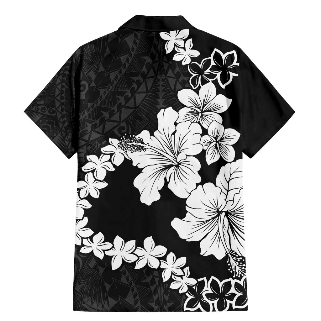 American Samoa Lotu Tamaiti Family Matching Mermaid Dress and Hawaiian Shirt White Sunday Plumeria Black Vibe