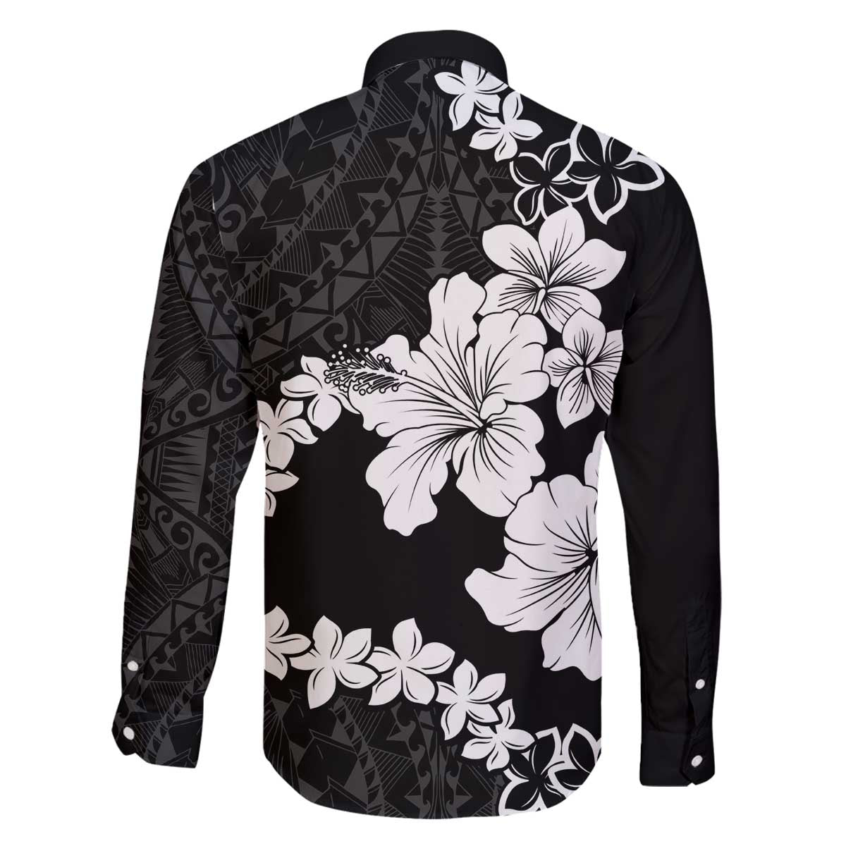 American Samoa Lotu Tamaiti Family Matching Off The Shoulder Long Sleeve Dress and Hawaiian Shirt White Sunday Plumeria Black Vibe