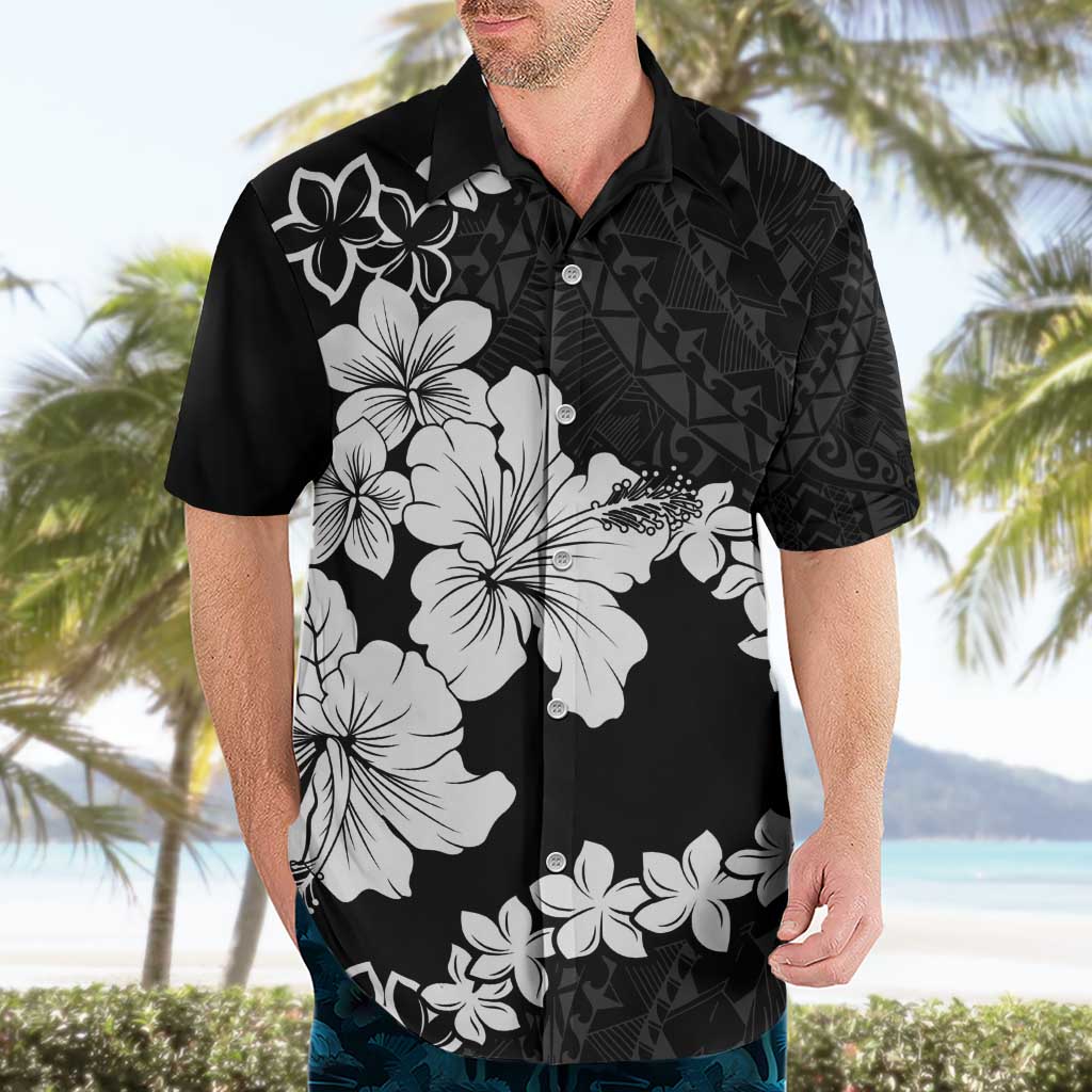 American Samoa Lotu Tamaiti Hawaiian Shirt White Sunday Plumeria Black Vibe