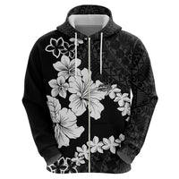 American Samoa Lotu Tamaiti Hoodie White Sunday Plumeria Black Vibe