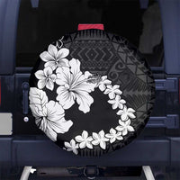 American Samoa Lotu Tamaiti Spare Tire Cover White Sunday Plumeria Black Vibe