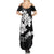 American Samoa Lotu Tamaiti Summer Maxi Dress White Sunday Plumeria Black Vibe