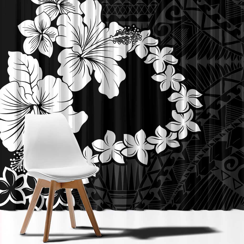 American Samoa Lotu Tamaiti Window Curtain White Sunday Plumeria Black Vibe