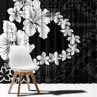 American Samoa Lotu Tamaiti Window Curtain White Sunday Plumeria Black Vibe
