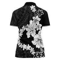 American Samoa Lotu Tamaiti Women Polo Shirt White Sunday Plumeria Black Vibe