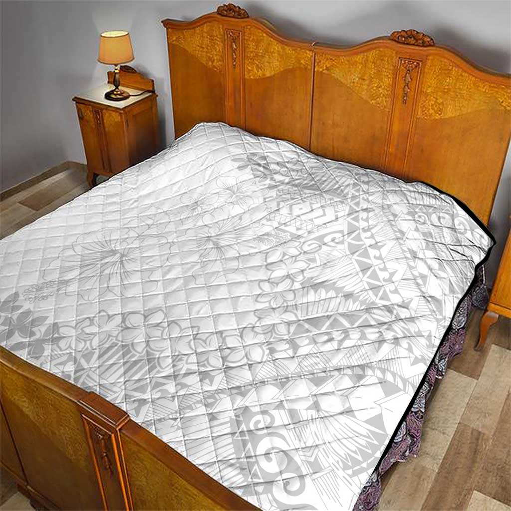 American Samoa Lotu Tamaiti Quilt White Sunday Plumeria White Vibe LT9 - Polynesian Pride