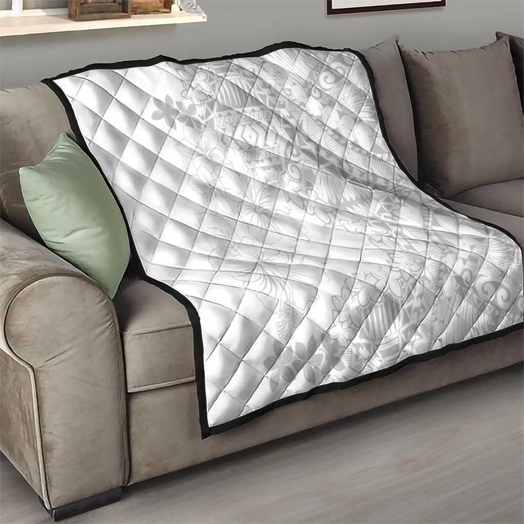 American Samoa Lotu Tamaiti Quilt White Sunday Plumeria White Vibe LT9 - Polynesian Pride
