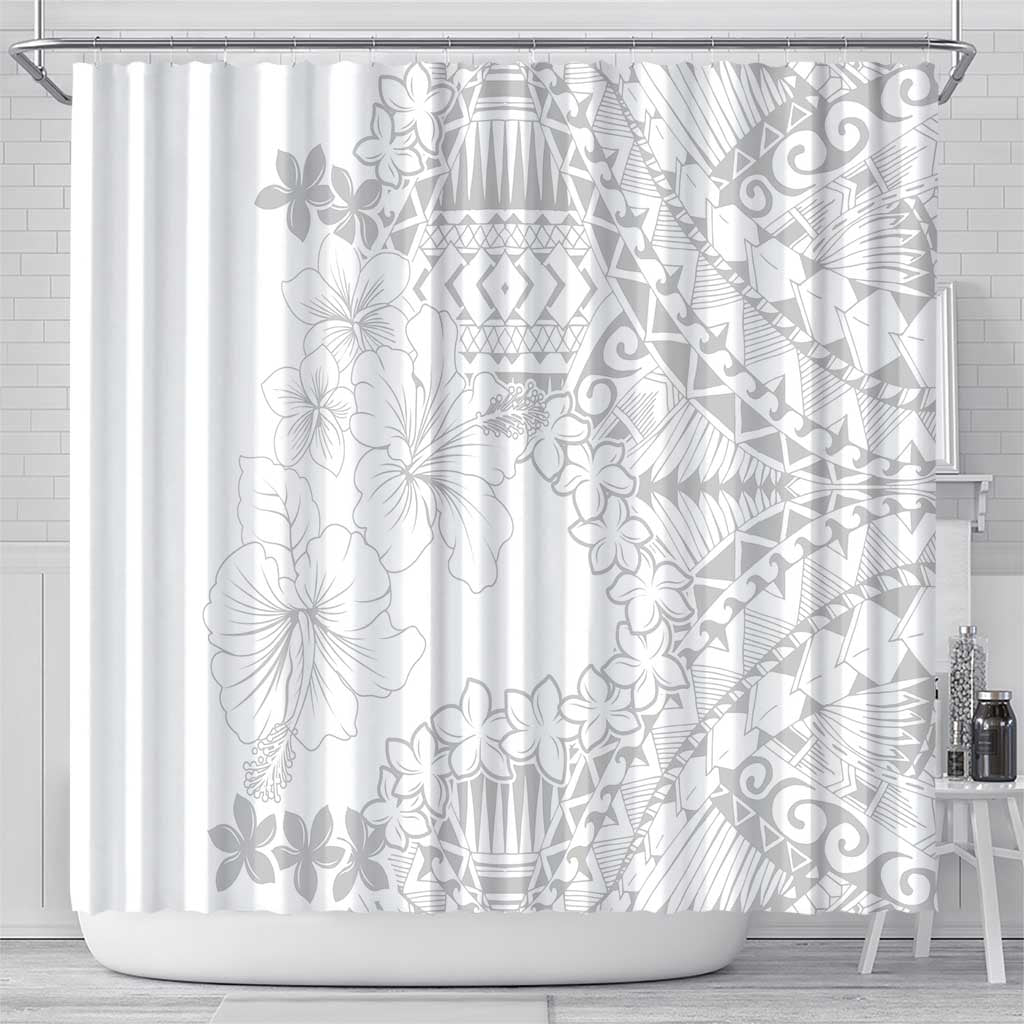 American Samoa Lotu Tamaiti Shower Curtain White Sunday Plumeria White Vibe
