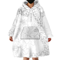 American Samoa Lotu Tamaiti Wearable Blanket Hoodie White Sunday Plumeria White Vibe