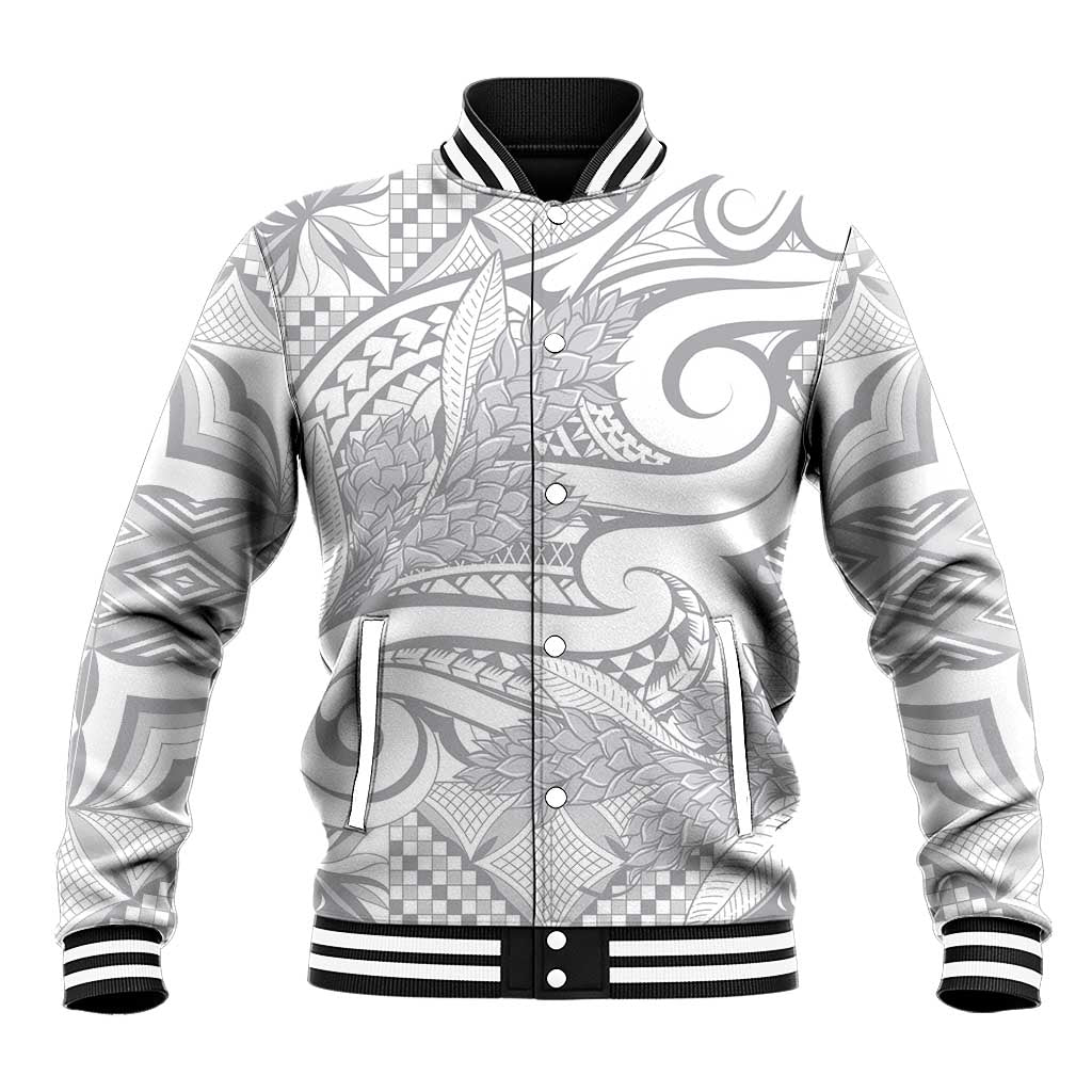 Lotu Tamaiti Samoa Siapo Baseball Jacket White Sunday With Teuila Torch Ginger