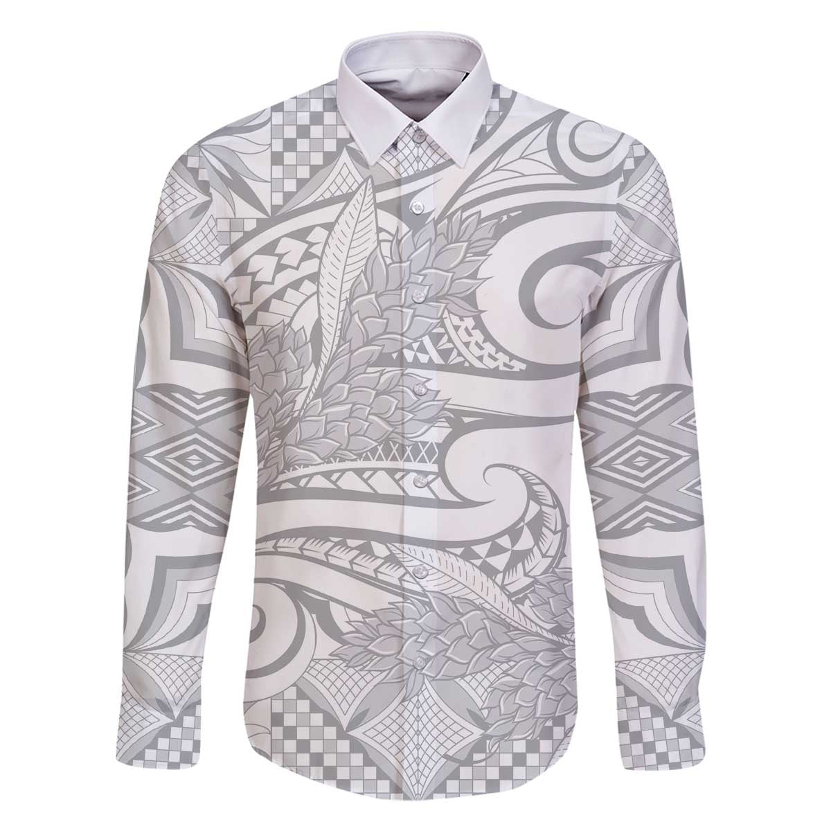 Lotu Tamaiti Samoa Siapo Family Matching Off The Shoulder Long Sleeve Dress and Hawaiian Shirt White Sunday With Teuila Torch Ginger