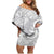 Lotu Tamaiti Samoa Siapo Family Matching Off Shoulder Short Dress and Hawaiian Shirt White Sunday With Teuila Torch Ginger