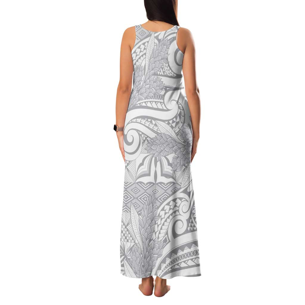 Lotu Tamaiti Samoa Siapo Family Matching Tank Maxi Dress and Hawaiian Shirt White Sunday With Teuila Torch Ginger