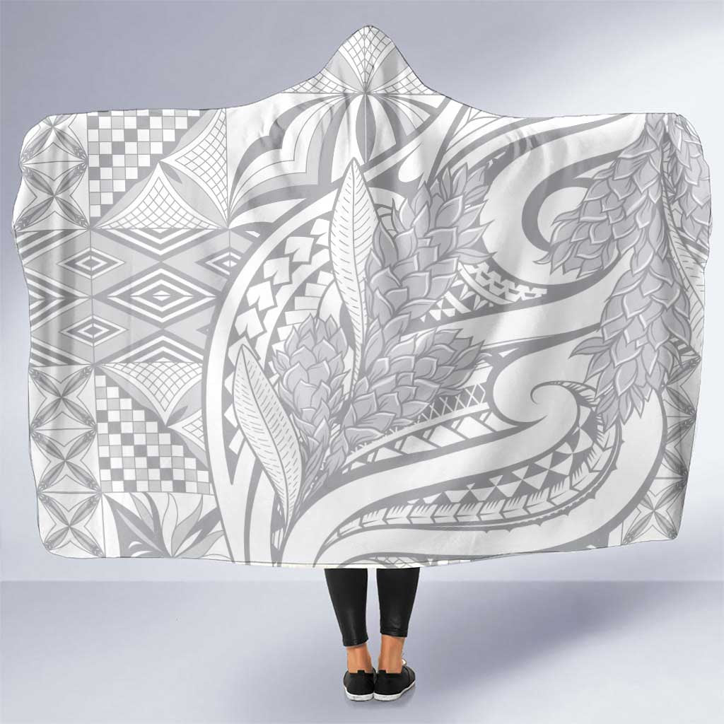 Lotu Tamaiti Samoa Siapo Hooded Blanket White Sunday With Teuila Torch Ginger