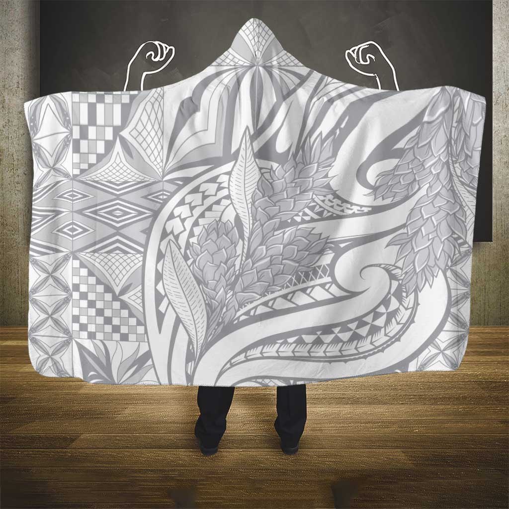 Lotu Tamaiti Samoa Siapo Hooded Blanket White Sunday With Teuila Torch Ginger LT9 - Polynesian Pride