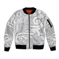Lotu Tamaiti Samoa Siapo Sleeve Zip Bomber Jacket White Sunday With Teuila Torch Ginger