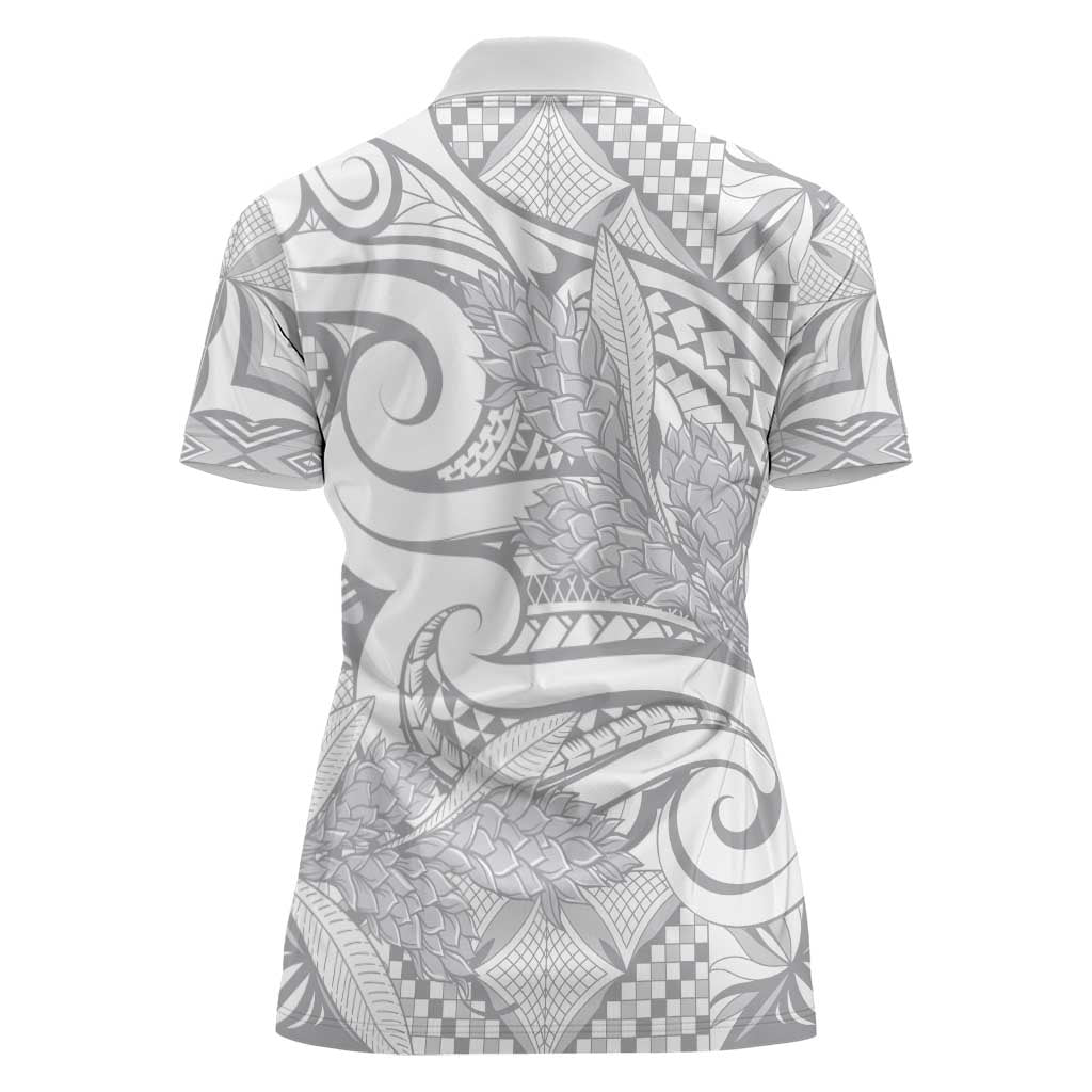 Lotu Tamaiti Samoa Siapo Women Polo Shirt White Sunday With Teuila Torch Ginger