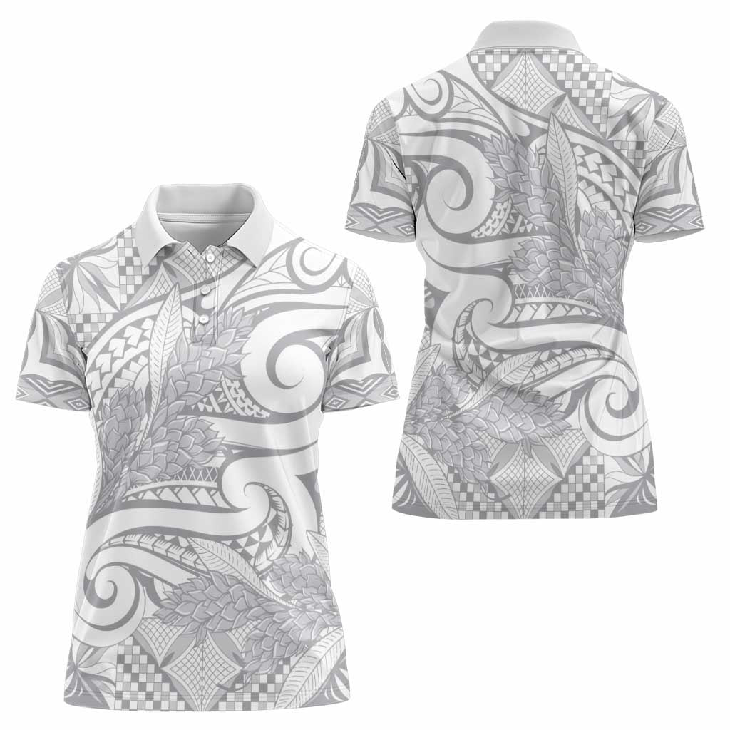 Lotu Tamaiti Samoa Siapo Women Polo Shirt White Sunday With Teuila Torch Ginger